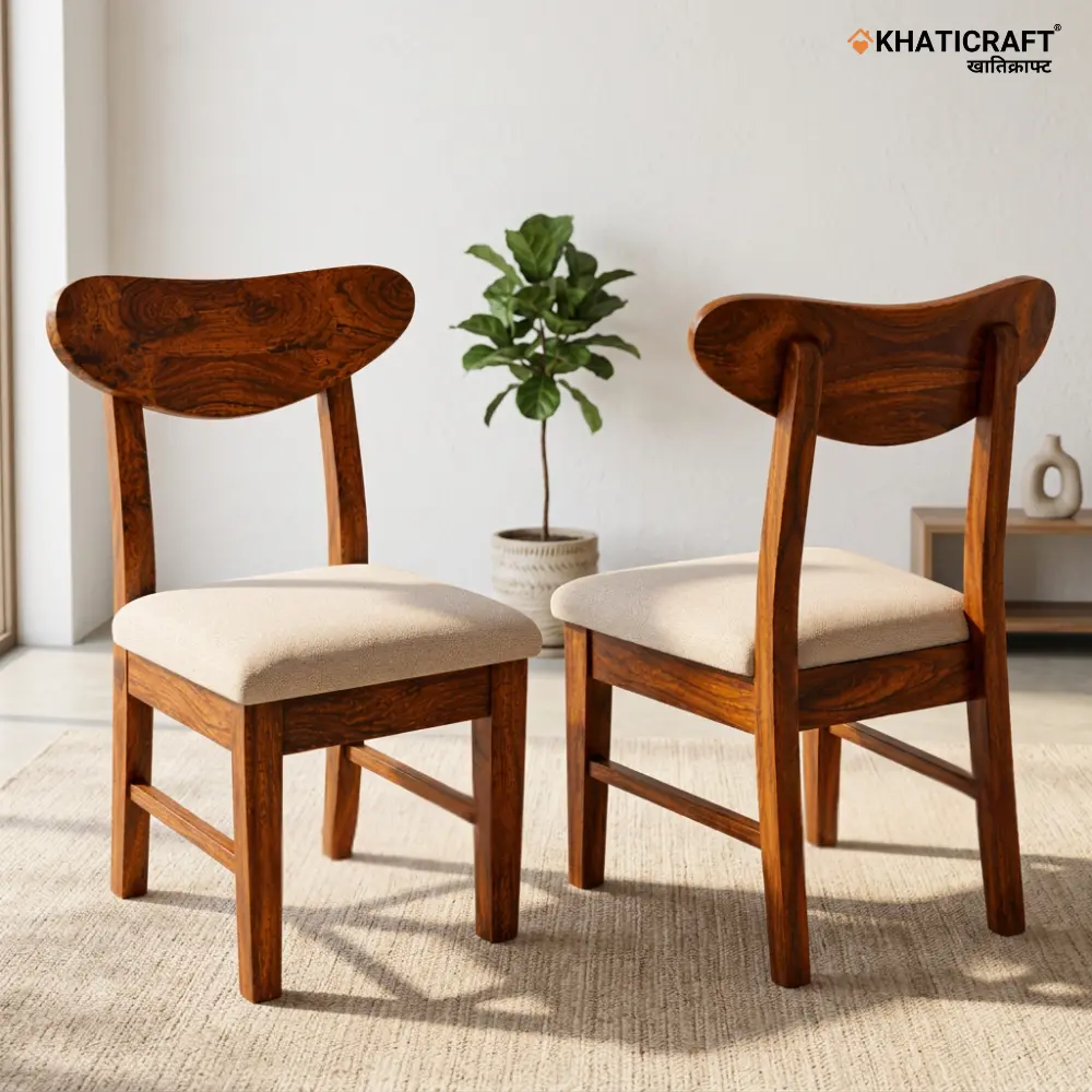 Kian Sheesham Wood Chairs with Cushion-Set of 2