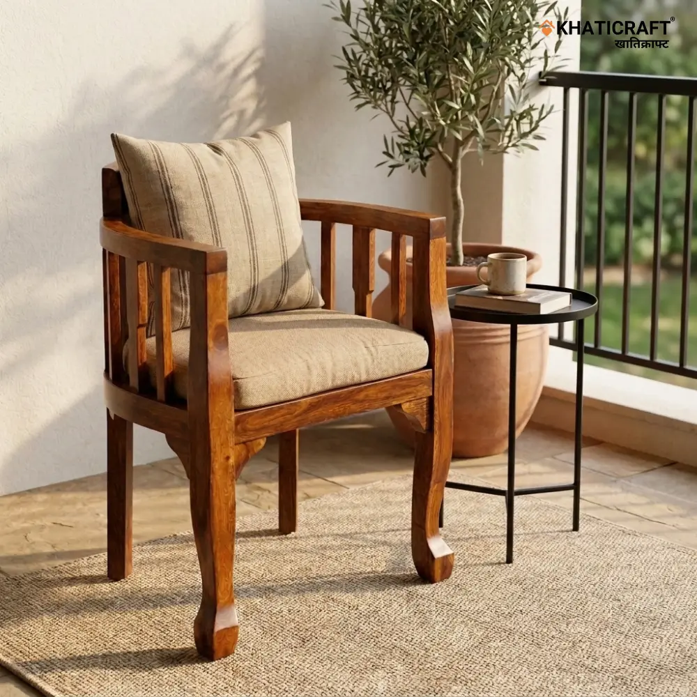 Usha Armrest Chair with Cushion Seat 