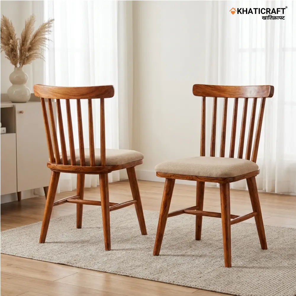 Urmi Sheesham Wood Chairs with Cushion-Set of 2  