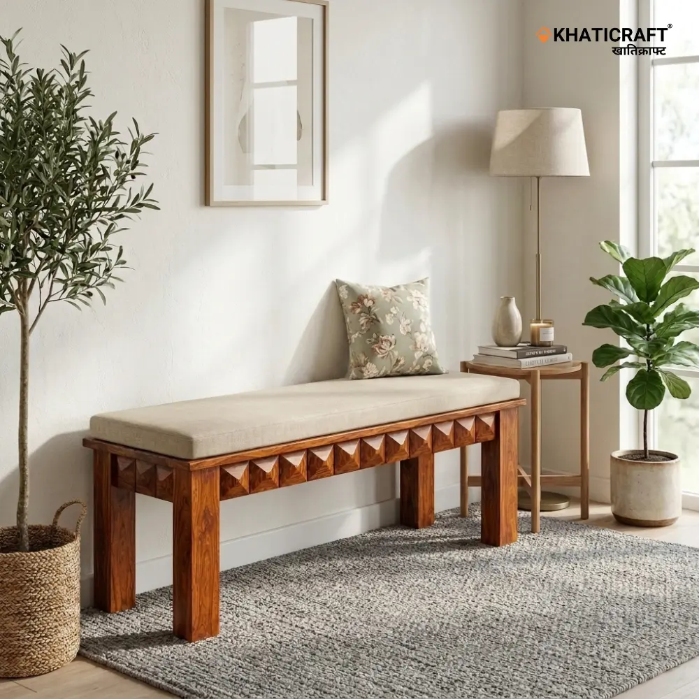 Stupa Solid Wood Bench (5')