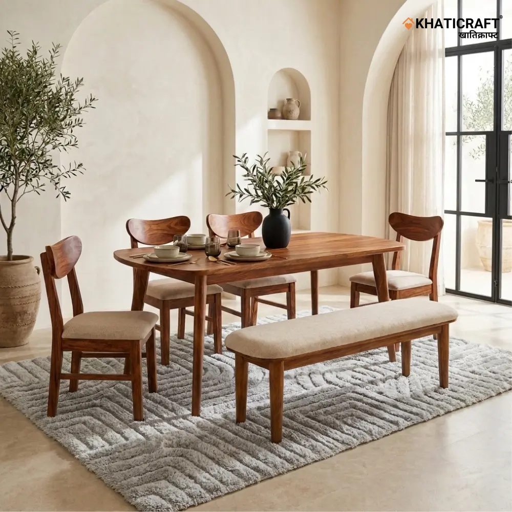 Kian 6 Seater Dining Set With bench