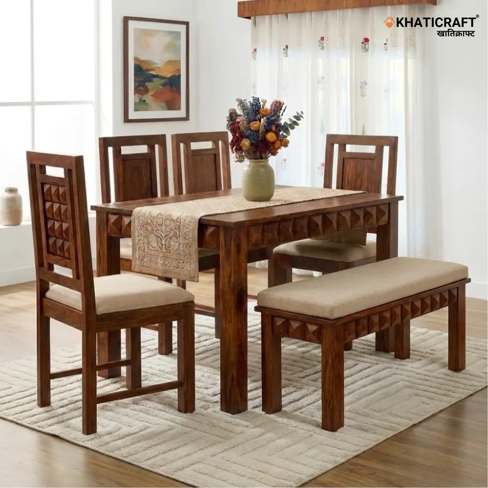 Stupa 6 Seater Dining Set  with Bench 