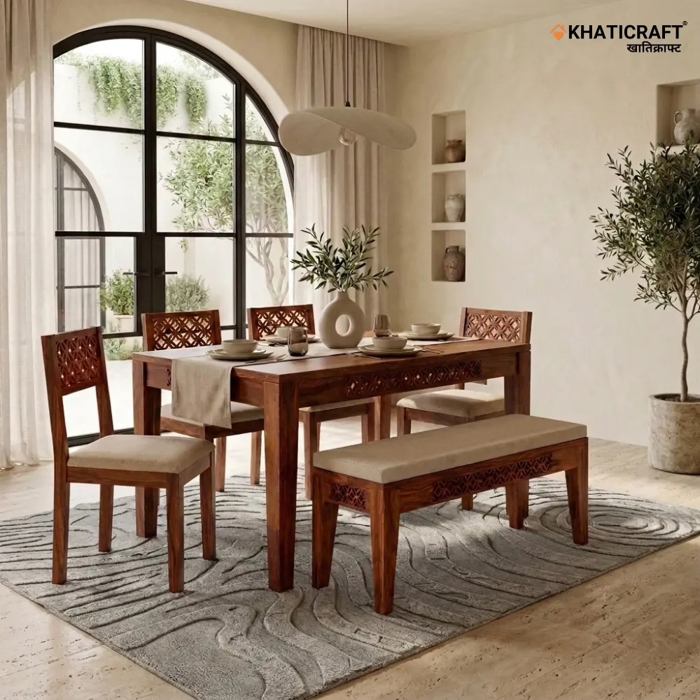 Mira 6 Seater Dining Set with Bench