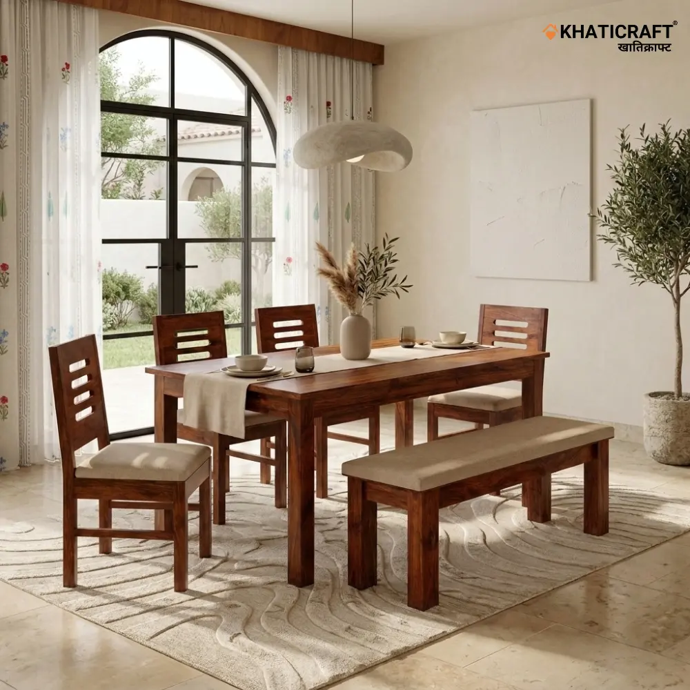 Ulka Hina 6 Seater Dining Set  with Bench
