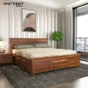Mira Solid Wood Bed King Size Box Storage