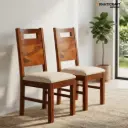 Niru Sheesham Wooden Chairs With Cushion- Set of 2 