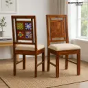 Chitra Sheesham Wood Chairs with Cushion-Set of 2