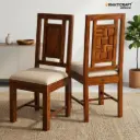 Niwar Sheesham Wood Chairs with Cushion-Set of 2