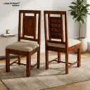 Stupa Sheesham Wood Chairs with Cushion-Set of 2